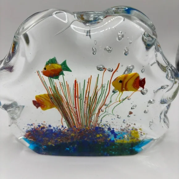 Murano Glass Multi Color Paperweight Fish Aquarium - Picture 11 of 12